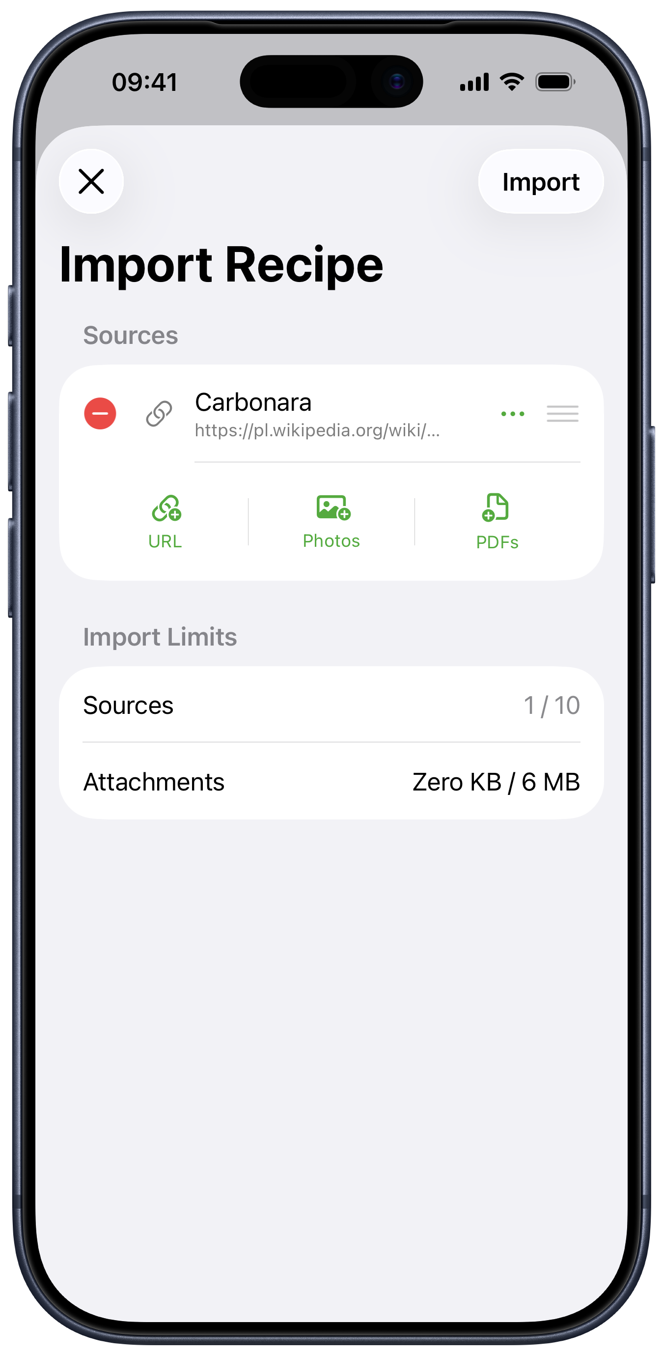 Avo recipe import sources
